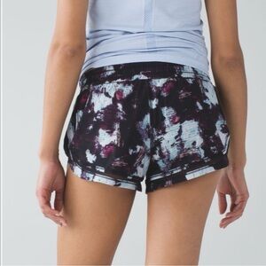 Lululemon Running Shorts Make a Move Purple Black Kara Blossom Multi